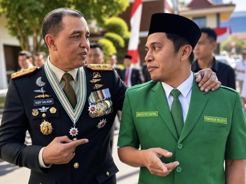 Ketua PW GP Ansor Jatim, H. Musaffa Safril (kanan) bersama Pangdam V/Brawijaya Mayjen TNI Rudy Saladin, M.A.